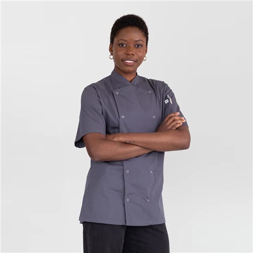 Alex Chef Jacket With Press Studs Grey 2XL