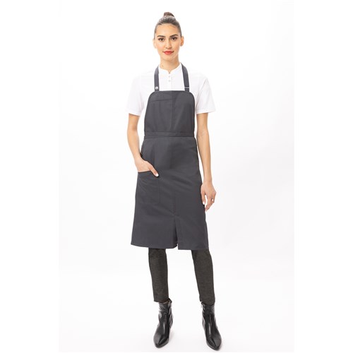 BIB APRON BRIO CHARCOAL W/ POCKET 860X840MM