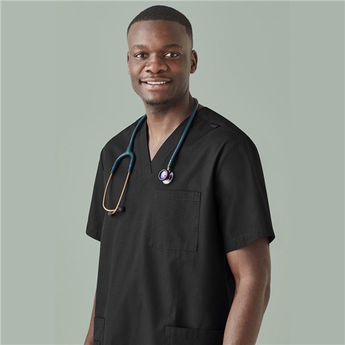 Tokyo Mens Scrub Top Black 2XS