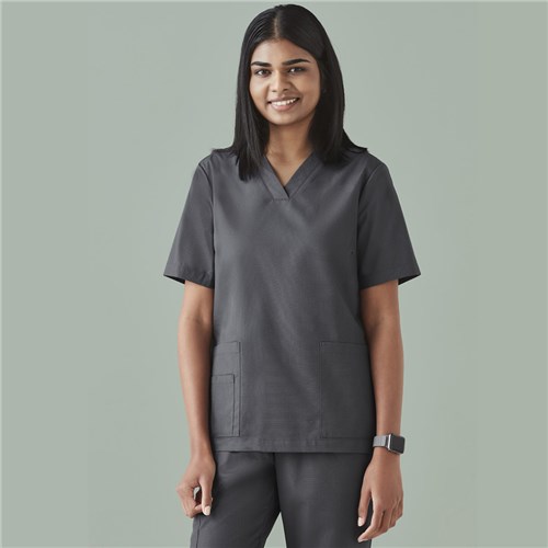 Tokyo Womens Scrub Top Charcoal 2XS