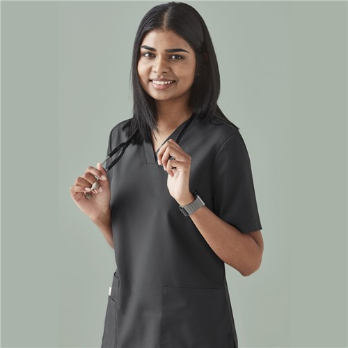 Tokyo Womens Scrub Top Charcoal 2XS