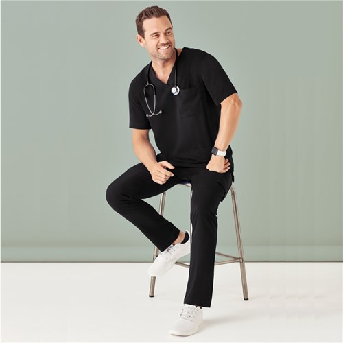 Avery Mens Scrub Top Black Small