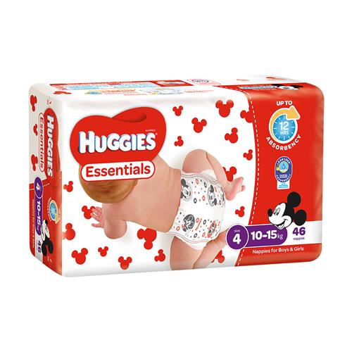 Huggies Nappies Toddler 10-15 Kg Size 4 (4X46/Pkt) 184/Ctn