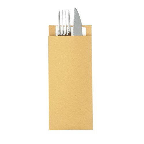 Cutlery Pouch Kraft with 2 Ply White Napkin Essentials Collection