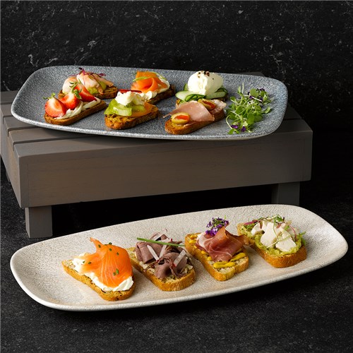 Raku Oblong Chefs Plate 355X189mm Topaz Blue (6)