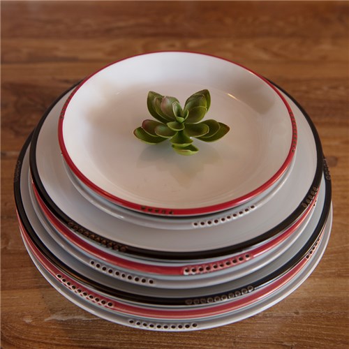 Bistrot Plate White Grey Rim 254mm Pro.mundi