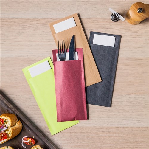 Ecoline Paper Cutlery Pouch Kraft/ White 200x85mm Pro.mundi