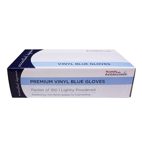 Essentials Collection [Powdered] Vinyl Gloves Blue Large