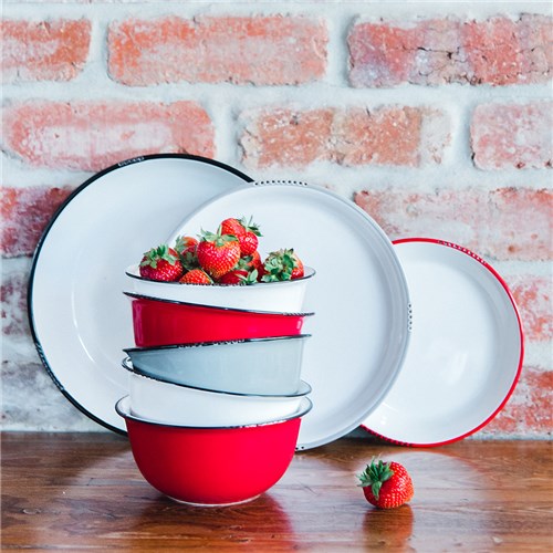 Bistrot Plate White Grey Rim 254mm Pro.mundi