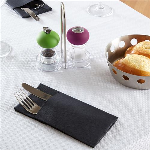 Switty Pocket Fold Quilted Paper Dinner Napkin Black 400x400mm Pro.mundi