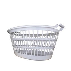 Plastic Laundry Basket Oval White