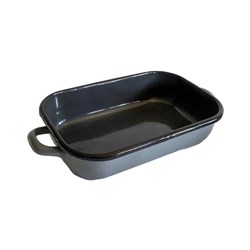 Enamelware Induction Baking Dish With Handles Grey 4L 460x250x72mm Urban Style