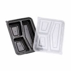 Wavebox Rectangle with 3 Compartments Black 480ml