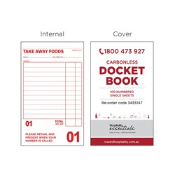 Takeaway Docket Book Single Sheet 100x160mm Essentials Collection