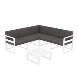 4242273 - Mykonos Lounge Corner Set White with Dark Grey Cushions 750mm