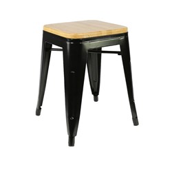 4242303 RIVIERA 450 STOOL BLK W/ TIMBER SEAT 450X390X390MM