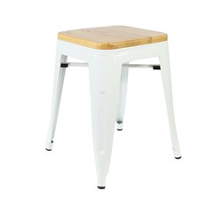 4242304 RIVIERA 450 STOOL WHT W/ TIMBER SEAT 450X390X390MM