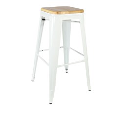 4242312 RIVIERA 750 STOOL WHT W/ TIMBER SEAT 750X430X430MM