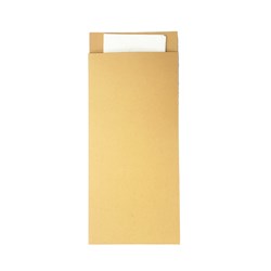 Cutlery Pouch Kraft with 2 Ply White Napkin Essentials Collection