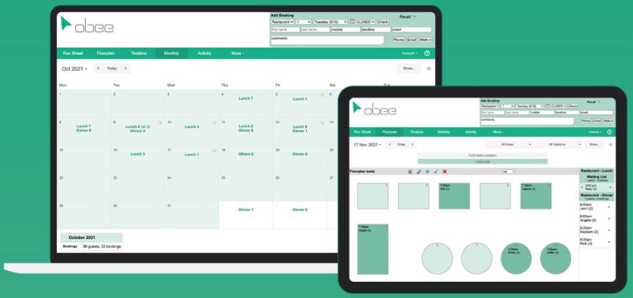 Screenshot of Obee calendar layouts 