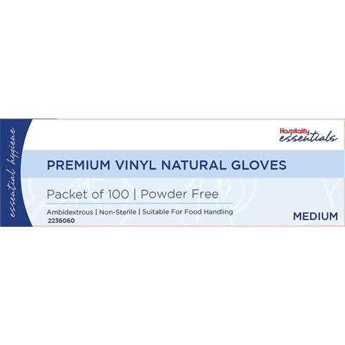 Premium Vinyl Gloves Powder Free Clear Medium Essentials Collection