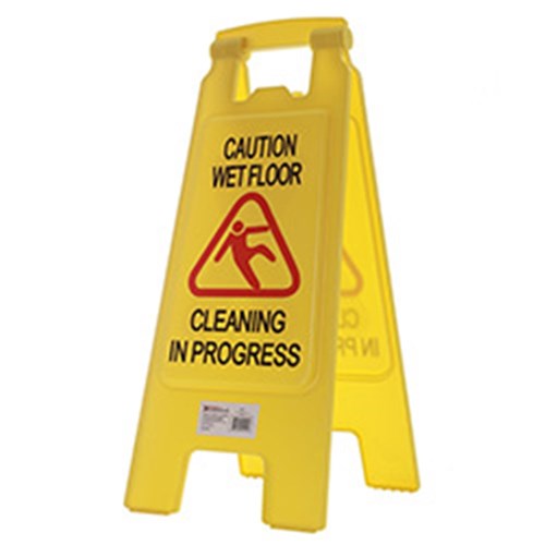 2257030 - Wet Floor & Cleaning In Progress A Frame Sign Yellow 620mm