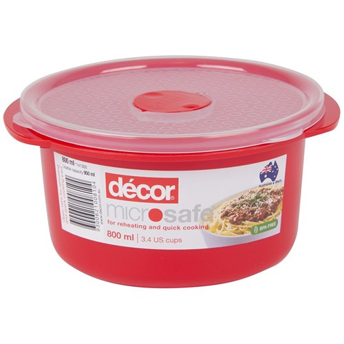 2663800 - Microsafe Container Rnd 800Ml Red W/ Clr Lid (4)