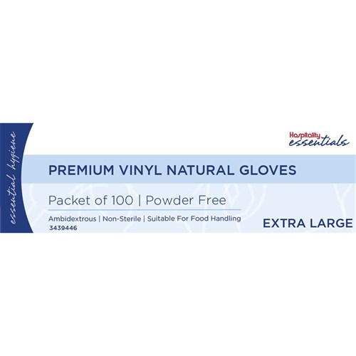 Premium Vinyl Gloves Powder Free Clear XLarge Essentials Collection