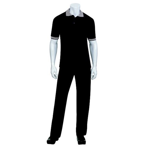 5496204 - Traditional Polo Shirt with Check Black Extra Large